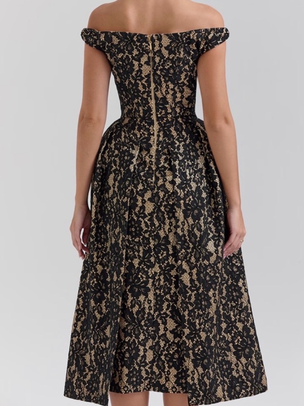 House of CB Black Lace Maxi Dress with Nude Underlay - Picture 2 of 4